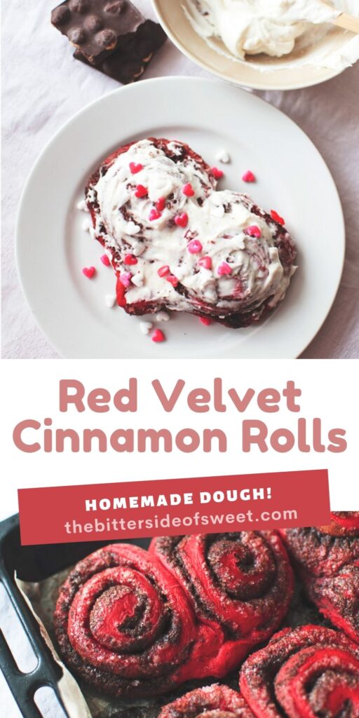 Red Velvet Cinnamon Rolls collage of pictures #2.