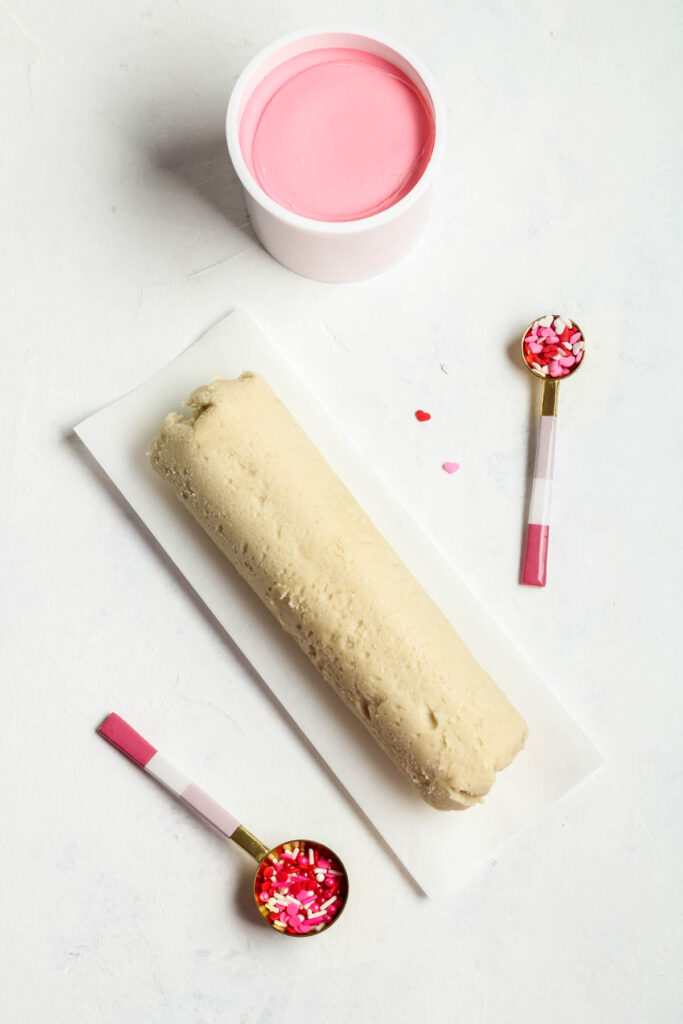 Strawberry Frosted Cookie Bars ingredients on white background.