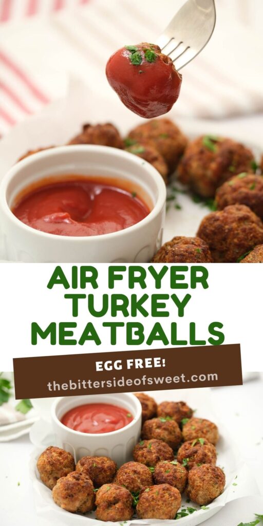 Air Fryer Turkey Meatballs collage.
