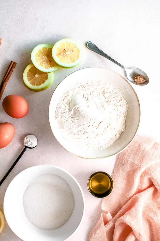 ingredients for baked lemon donuts.