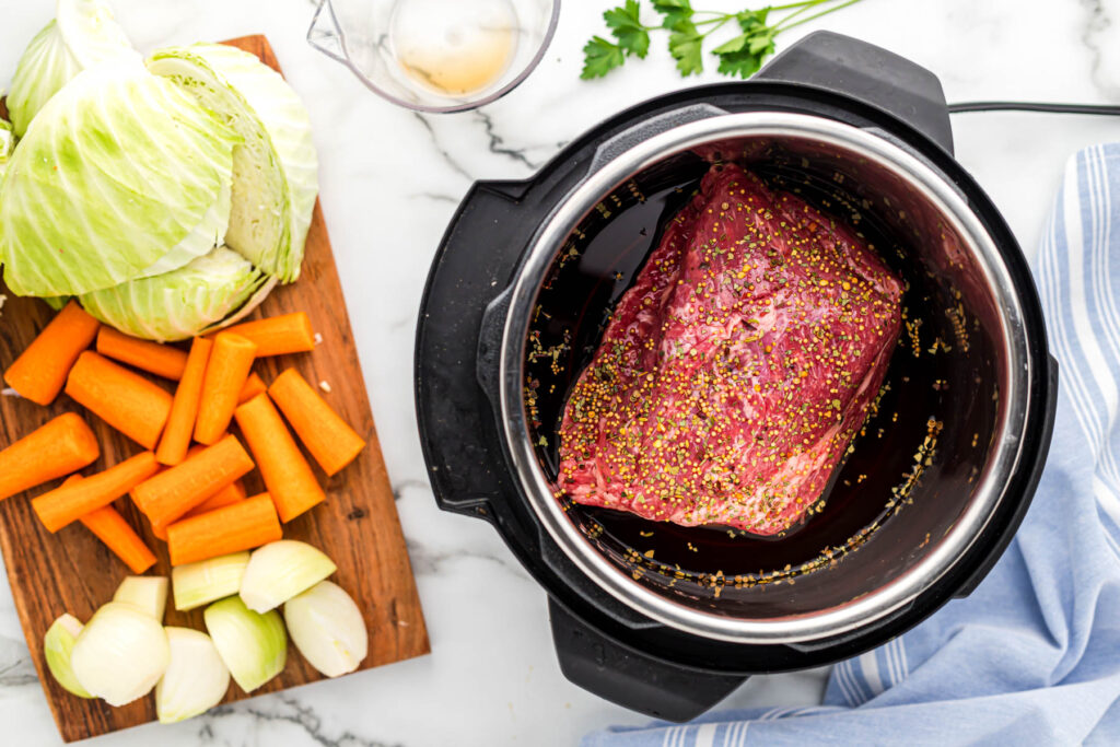 cooked beef in instant pot.