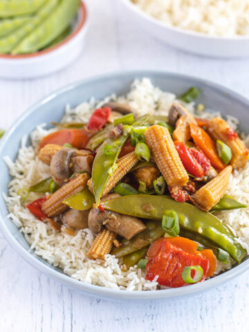 stir fry in bowl.