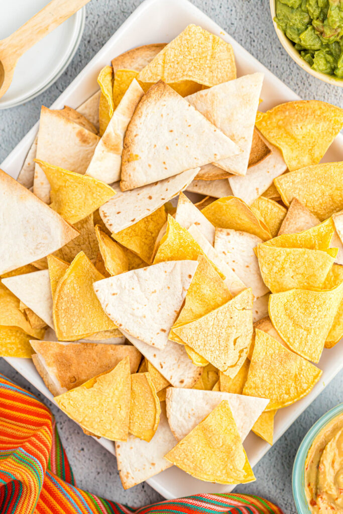 overhead view of tortilla chips