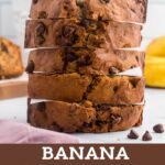 collage of Banana Chocolate Nut Bread.