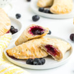 opened Lemon Blueberry Turnovers on white plate.