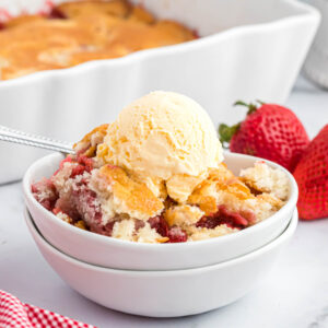 Strawberry Cobbler in bowl.