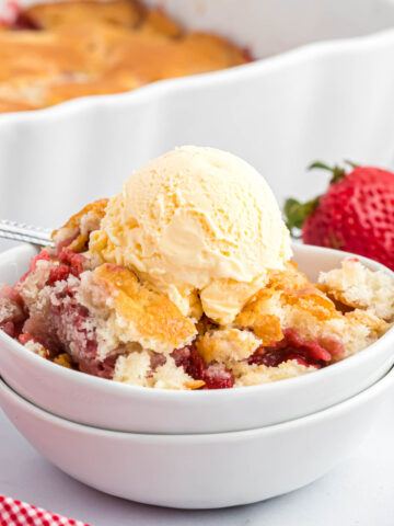 Strawberry Cobbler in bowl.