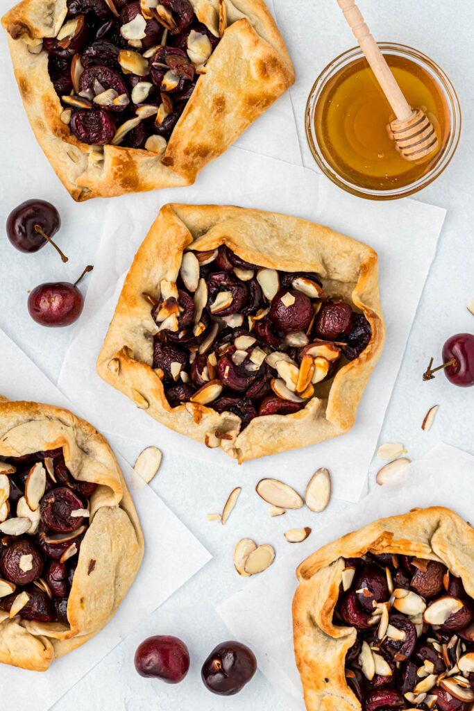 overhead view of Mini Cherry Almond Galettes.