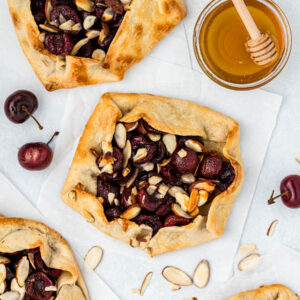 Mini Cherry Almond Galettes on white background.