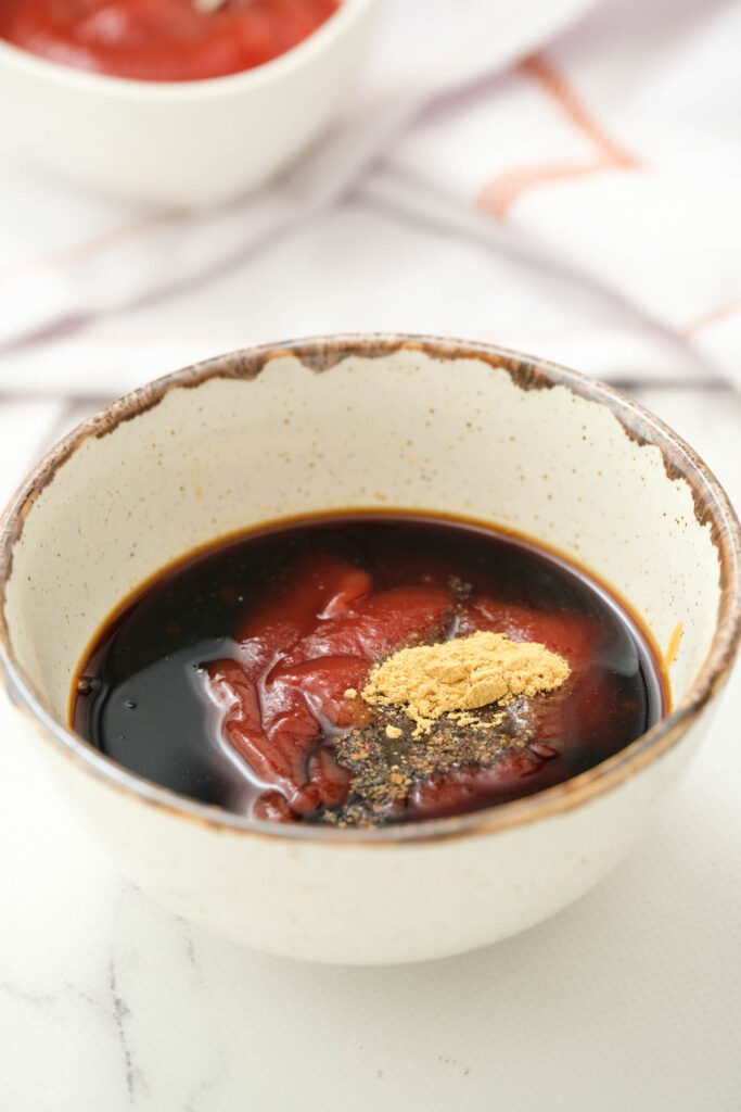 sauce ingredients mixed into bowl.