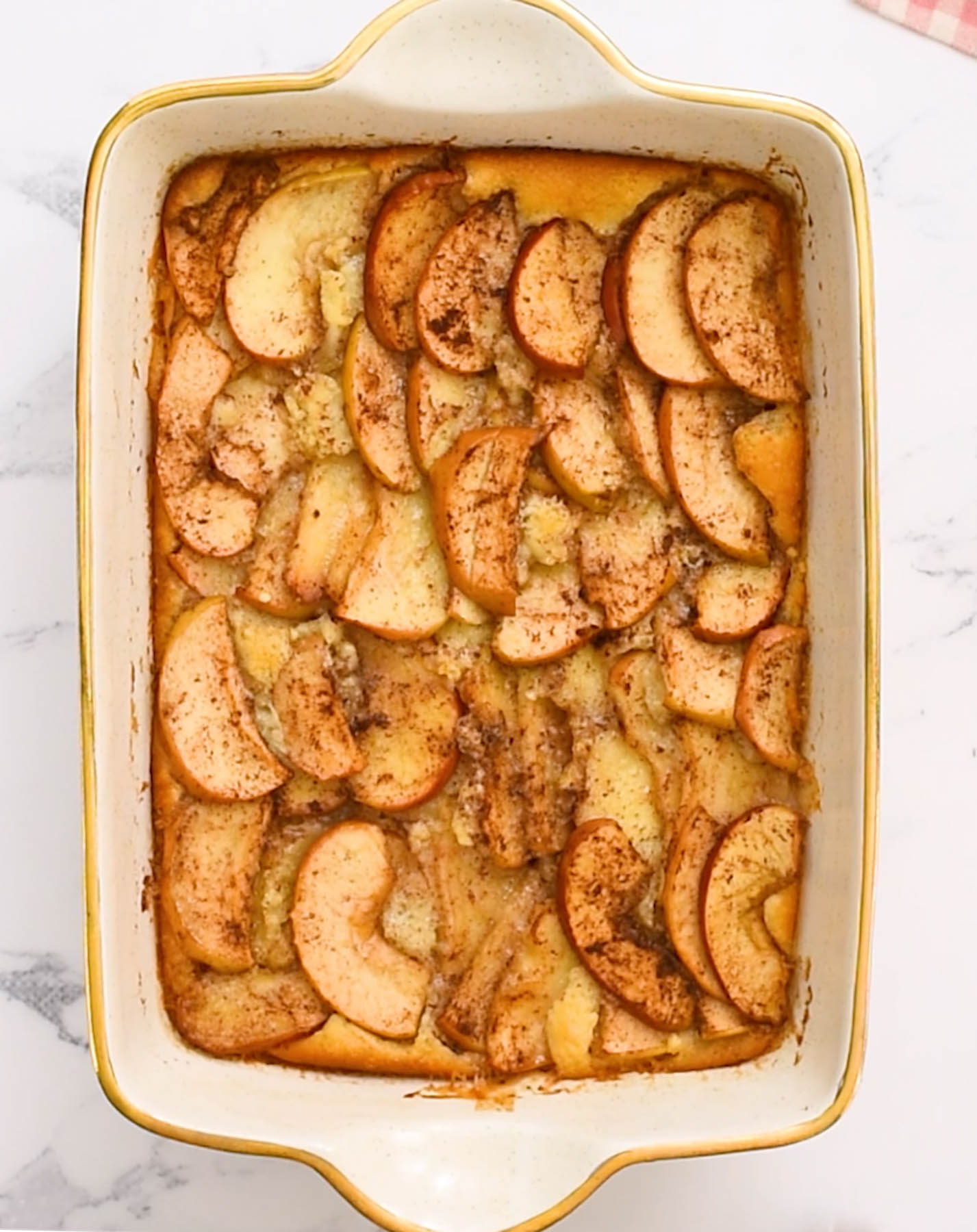 overhead view of apple cobbler