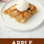 collage graphic of slice of apple cobbler.