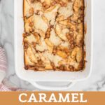 Caramel Apple Cobbler overhead graphic.