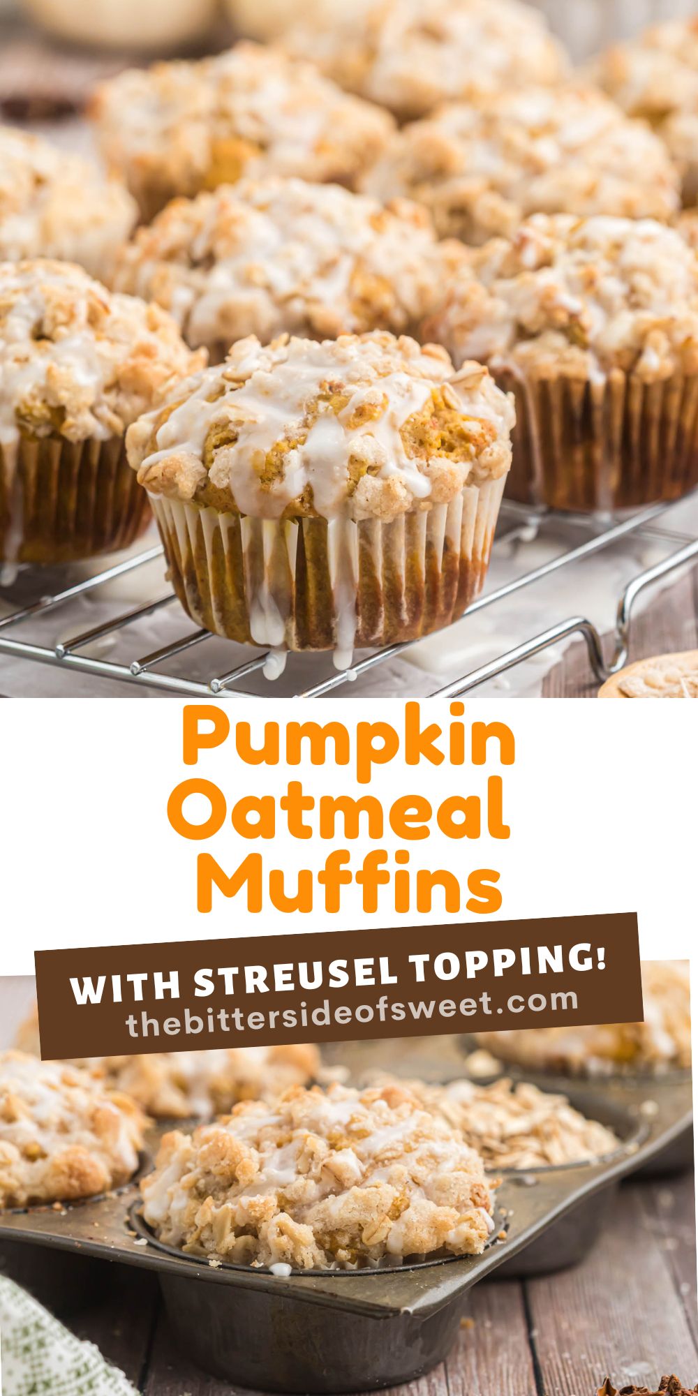 collage photo of Pumpkin Oatmeal Muffin.