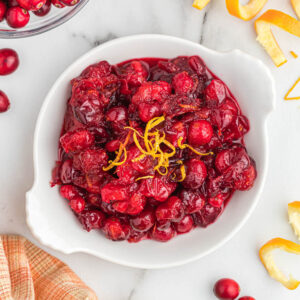 overhead view of orange cranberry sauce.