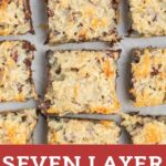 overhead view of collage of Seven Layer Magic Bars.