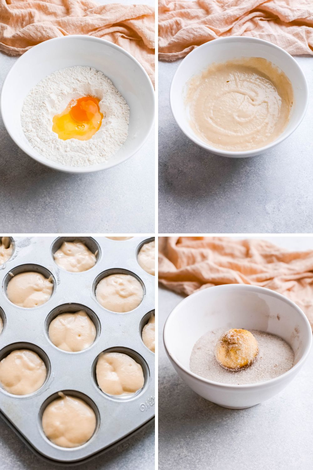 step by step photos of the making of donut holes.