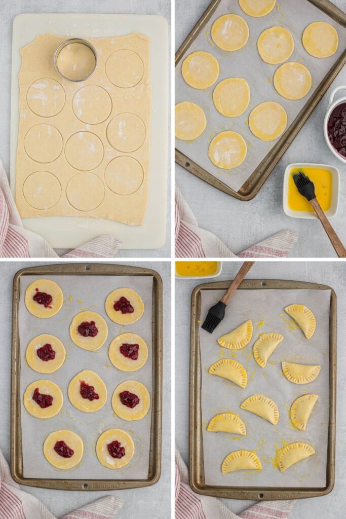 step by step photos of Raspberry Chocolate Hand Pies.