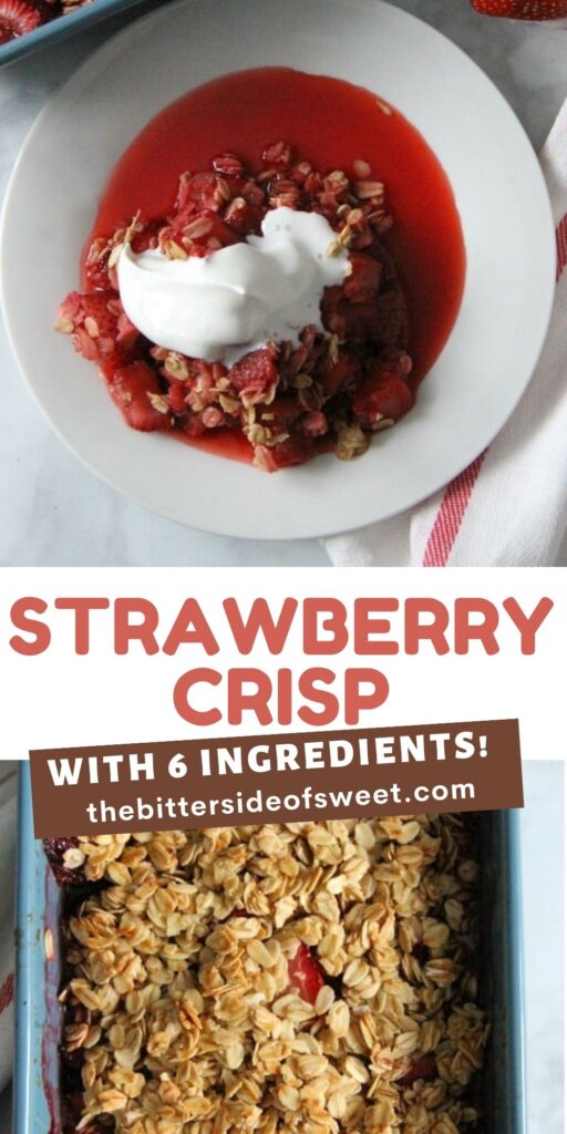 collage of photos for strawberry crisp