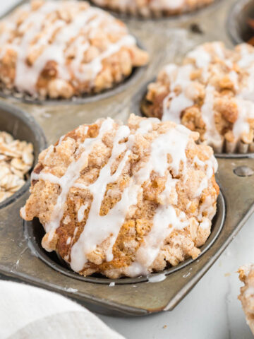 easy apple cinnamon oatmeal muffins in tin.