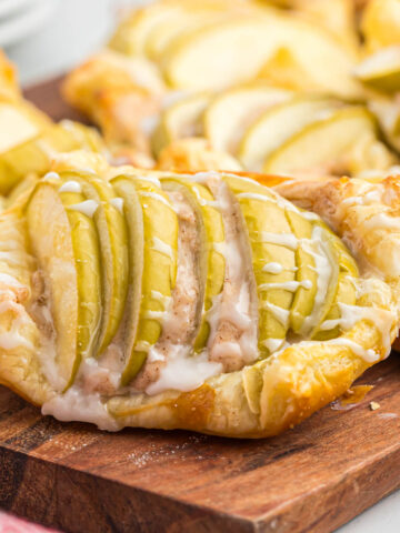 Apple Cinnamon Danish Pastry drizzled with glaze