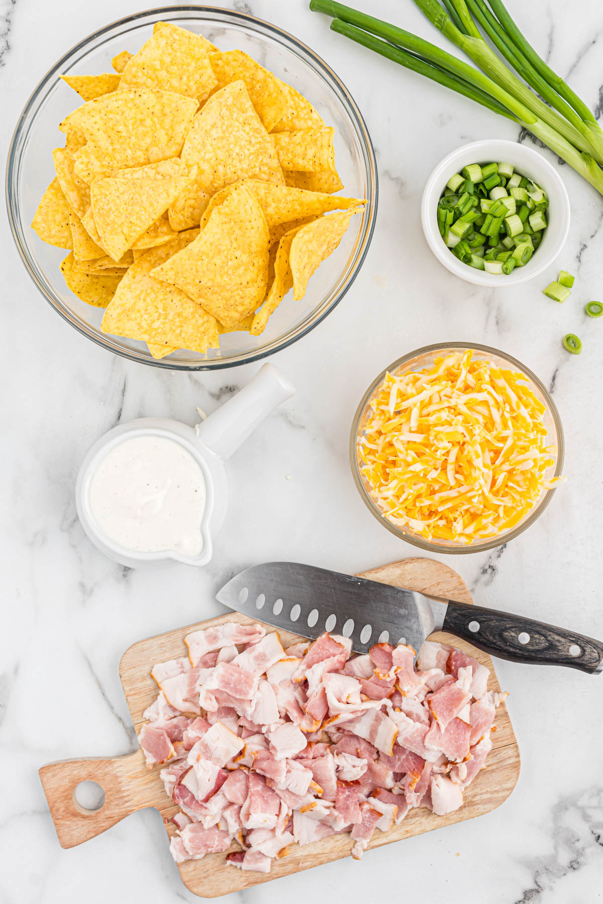 ingredients for bacon ranch skillet nachos