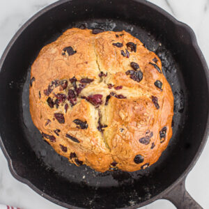 cooked soda bread in skillet